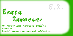 beata kamocsai business card